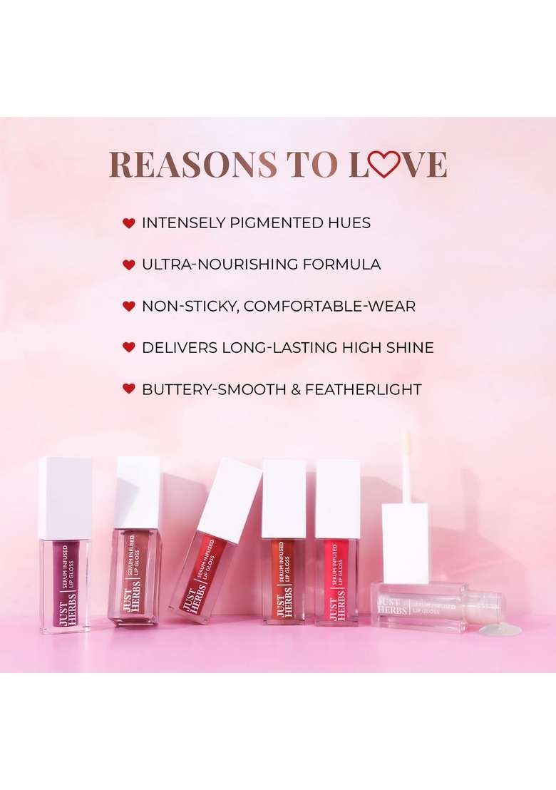 Just Herbs Serum Infused Lip Gloss For Women, Lightweight Non-Sticky High Glossy Moisturizing And Hydrating 3 Ml - Indya