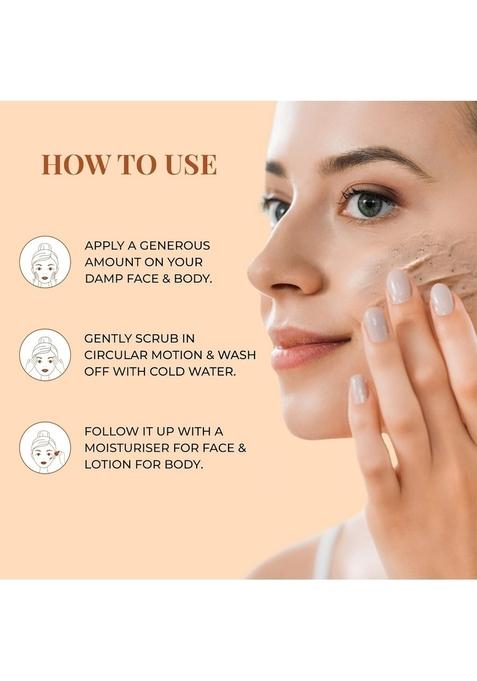 Just Herbs Coffee Body Scrub Walnut Exfoliating Detan Face & For Blackheads, Whiteheads, Removes Tanning Glowing Skin