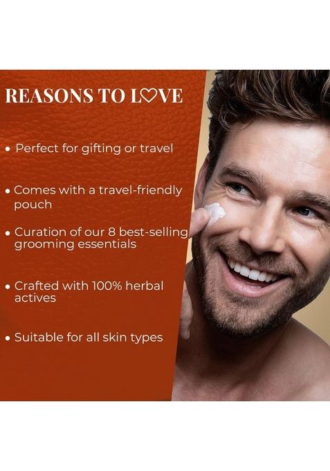 Just Herbs Self Care Face & Body Skincare Essentials Combo Pack With Facewash | Honey Gel Exfoliating Herbal Massage Cream Anti Blemish Rose Wash Lotion And Balsam Breeze Edp Perfect For Gifting Travel Kit Set Men