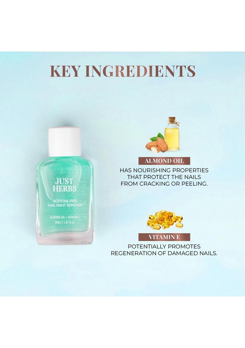 Just Herbs Acetone And Cruelty Free Nail Paint Remover 30 Ml