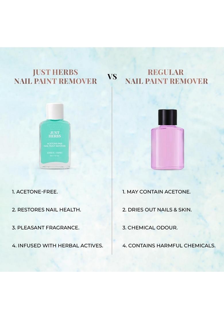Just Herbs Acetone And Cruelty Free Nail Paint Remover 30 Ml