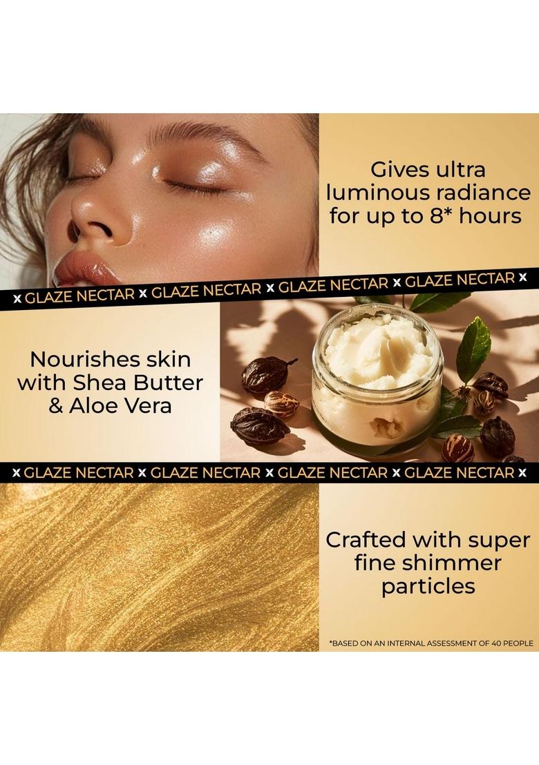 Just Herbs Glaze Ultra Shimmery Shine | Long Stay Mess Free Dewy Finish With Shea Butter And Aloe Vera Liquid Highlighter All Skin Types For Women