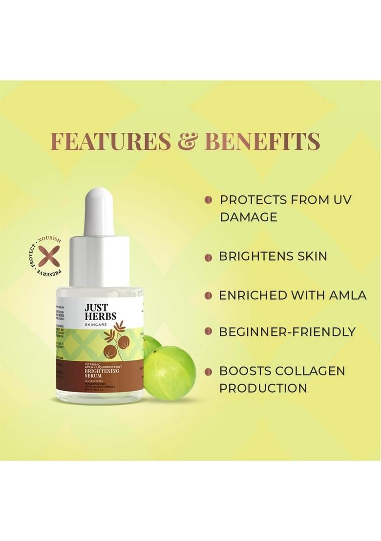 Just Herbs Amla Vitamin C Face Serum For Glowing Skin & Brightening,Reduce Dark Spots