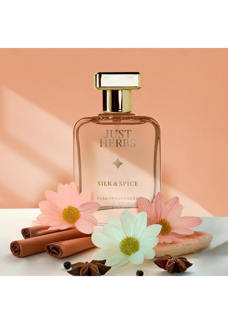 Just Herbs Energising Silk & Spice Perfume For Men 50 Ml | Long Lasting Mens Body Spray Pure Fragrance Eau Da Parfum