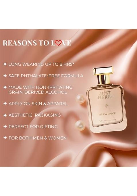 Just Herbs Energising Silk & Spice Perfume For Men 50 Ml | Long Lasting Mens Body Spray Pure Fragrance Eau Da Parfum