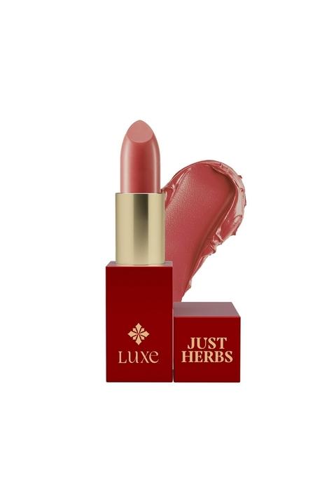 Just Herbs Luxe Satin Melt High Shine Lipstick | Luxury Makeup Ayurvedic Formula Long Lasting – 4 Gm (05 Sunlit Caramel)