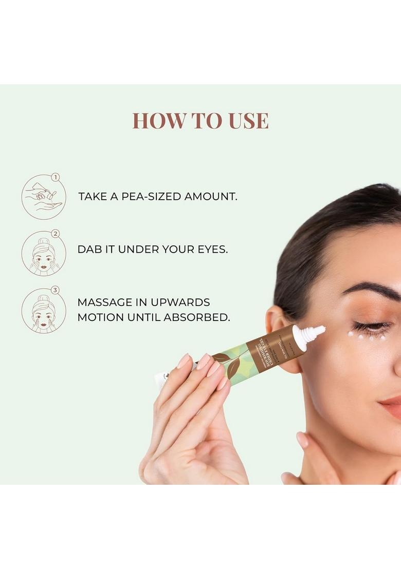 Just Herbs Nourishing Under Eye Gel Creme For Dark Circles, Puffiness, Fine Lines & Wrinkles With Green Tea Carrot Seed -For Men Women 20 Gm