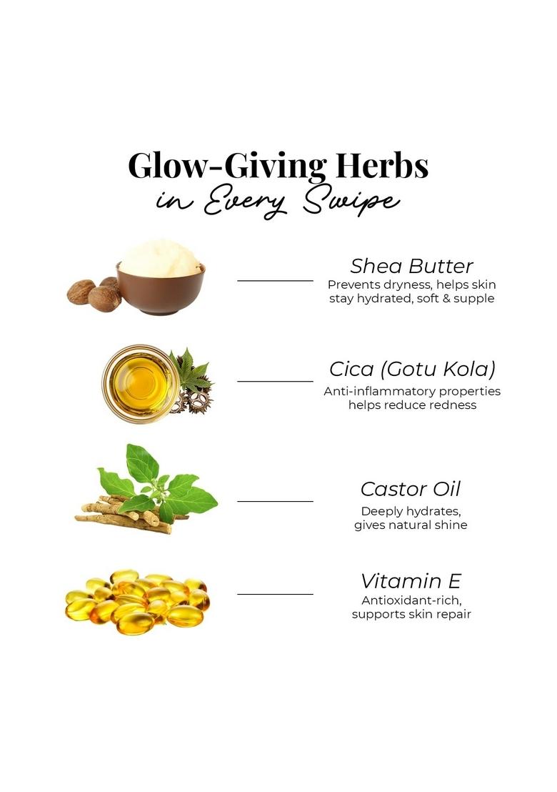 Just Herbs Born To Shimmery Portable | Moisturises & Hydrates Infused With Shea Butter And Cica Single Stroke All Day Long Highlighter For Women