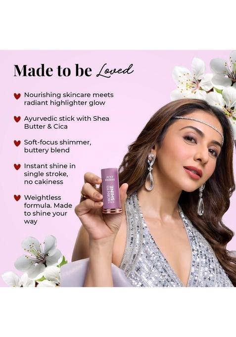 Just Herbs Born To Shimmery Portable | Moisturises & Hydrates Infused With Shea Butter And Cica Single Stroke All Day Long Highlighter For Women