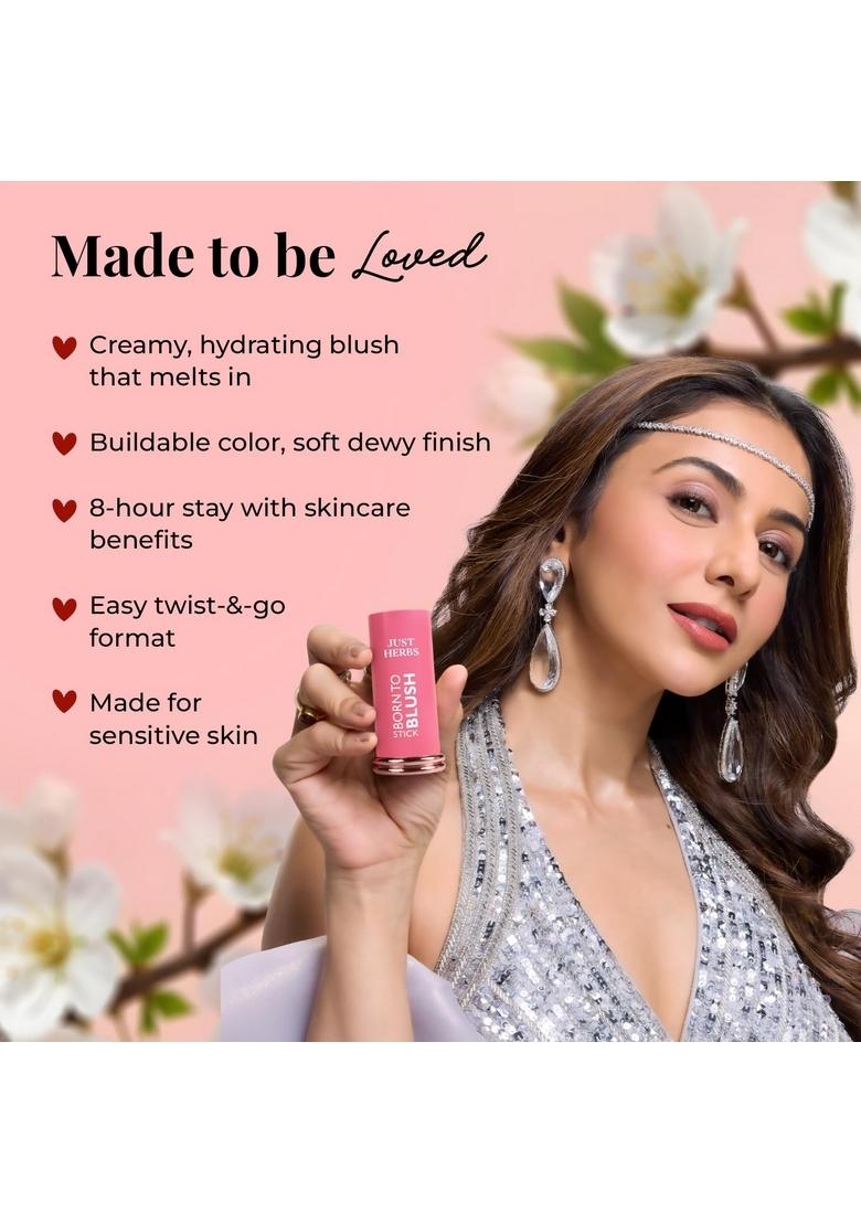 Just Herbs Dewy Glow Blush Stick With Shea Butter & Cica For Eyes Cheeks And Lips Women