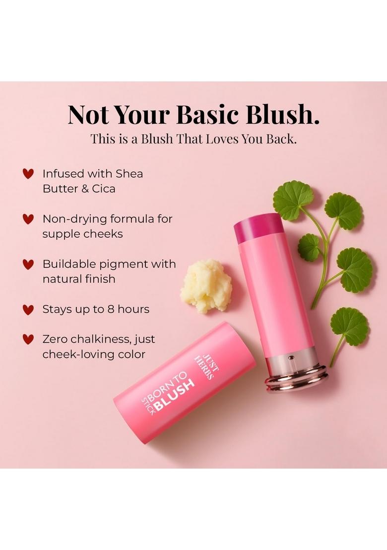 Just Herbs Dewy Glow Blush Stick With Shea Butter & Cica For Eyes Cheeks And Lips Women