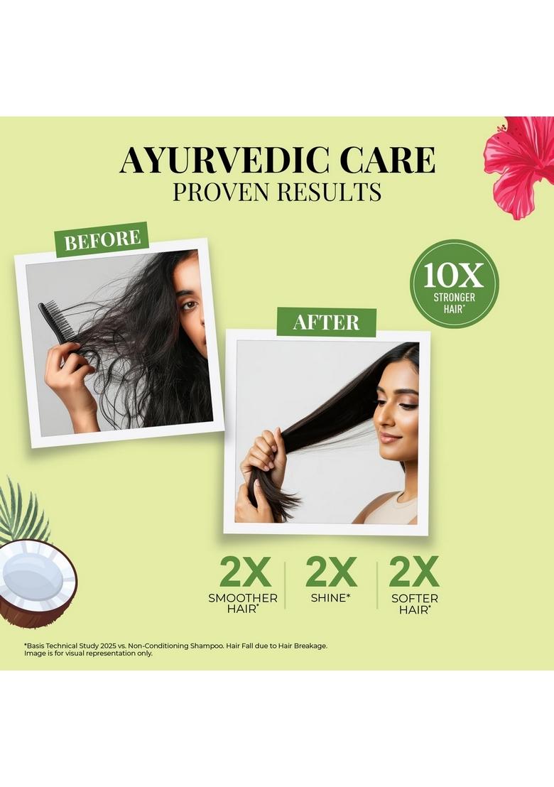 Just Herbs Strong & Nourish Conditioner | Coconut, Hibiscus, Castor 13 10X Stronger Hair Controls Frizz Ayurvedic For All Types