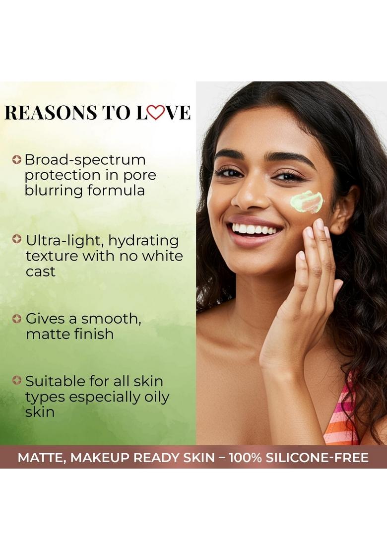 Just Herbs Gel Sunscreen | Spf 60 Pa++++ Broad Spectrum Uva/B & Blue Light Protection No White Cast Blurs Pores Mattifies Skin Neem Aloe Vera Matte Finish