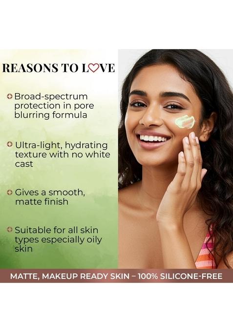 Just Herbs Gel Sunscreen | Spf 60 Pa++++ Broad Spectrum Uva/B & Blue Light Protection No White Cast Blurs Pores Mattifies Skin Neem Aloe Vera Matte Finish