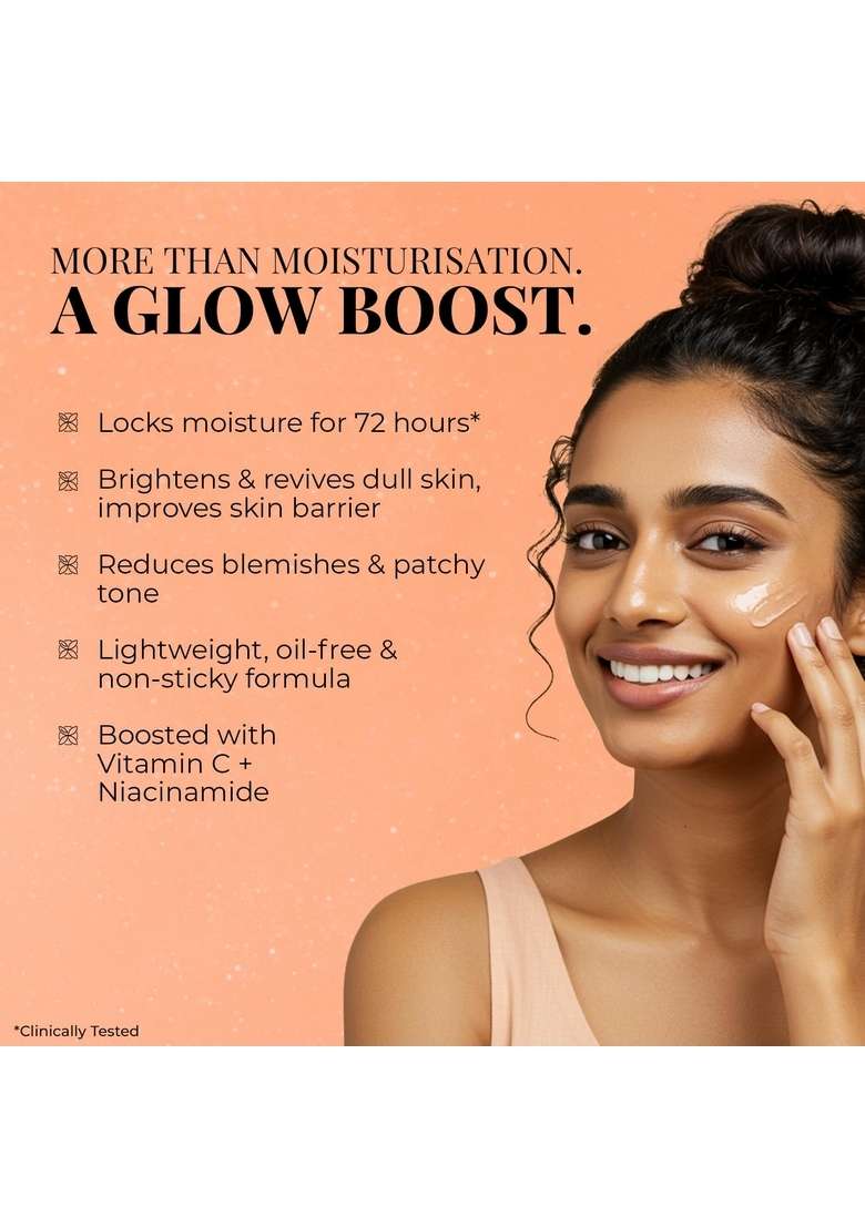 Just Herbs Radiant Glow Gel Cream | For Bright & Glowing Skin 72H Moisture Lock, Instant 200% Hydration Revives Dull Clinically Tested - 50Ml - Indya