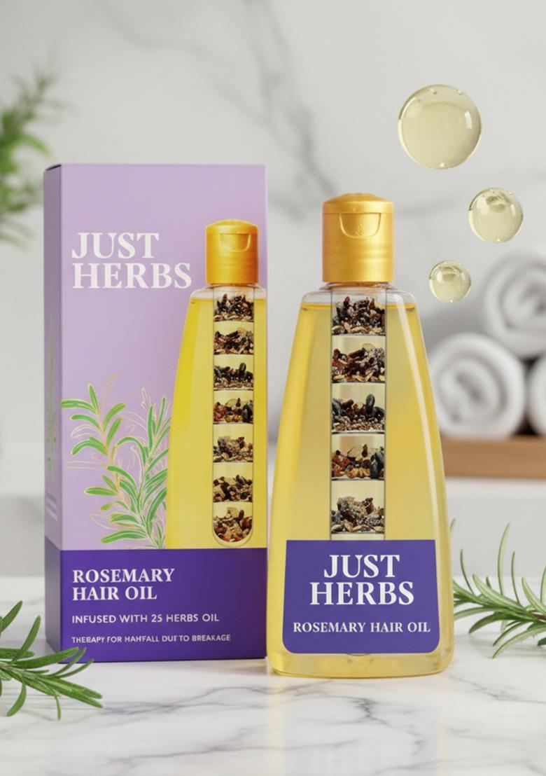 Just Herbs Rosemary Hair Oil | For Growth Fall Control Scalp Health Follicles Ideal Regular Use And Suitable All Types Men & Women 180Ml
