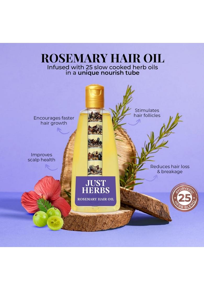 Just Herbs Rosemary Hair Oil | For Growth Fall Control Scalp Health Follicles Ideal Regular Use And Suitable All Types Men & Women 180Ml