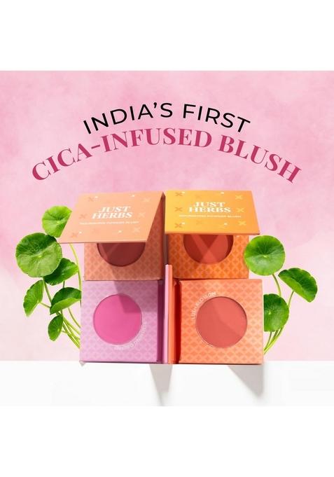 Just Herbs Nourishing Powder Blush Infused With Beetroot & Gotukola Highly Pigmented, Buildable Suitable For All Skin Tones