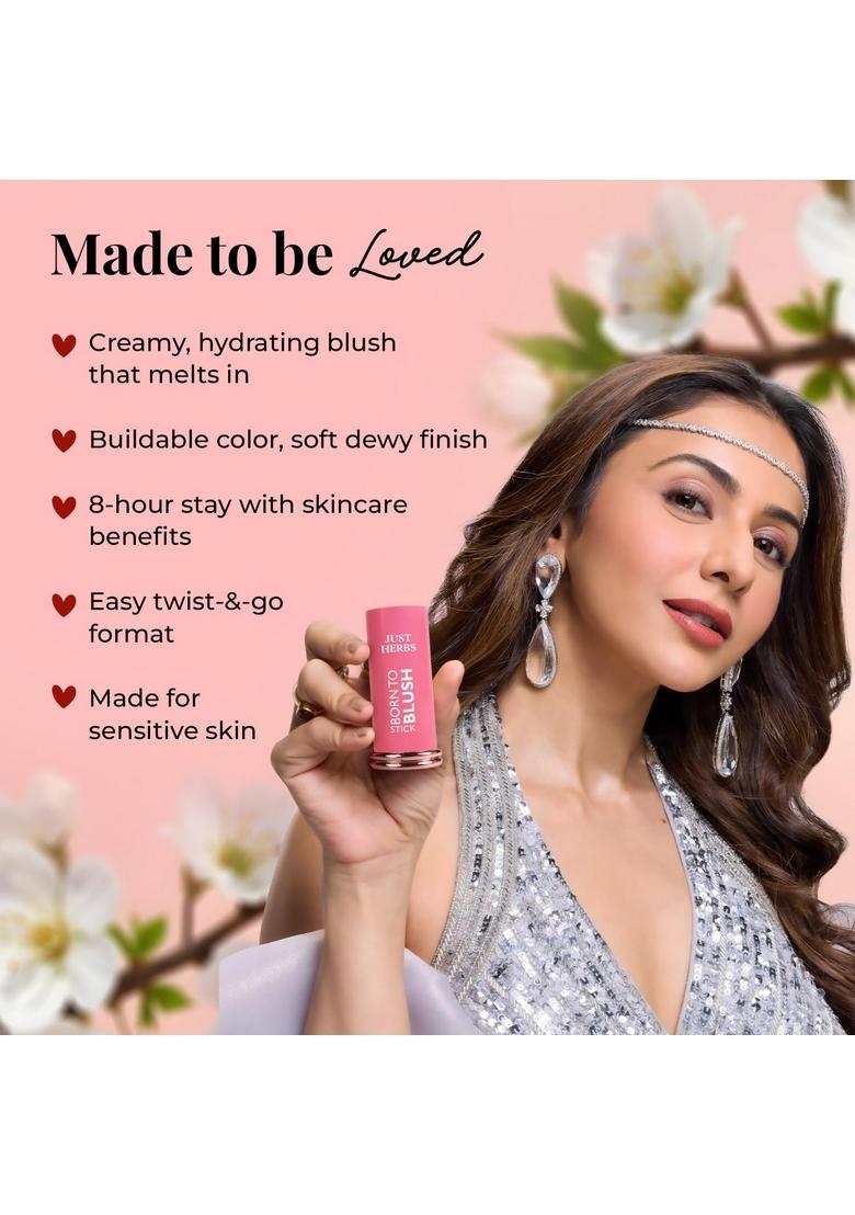 Just Herbs Dewy Glow Blush Stick With Shea Butter & Cica For Eyes Cheeks And Lips Women