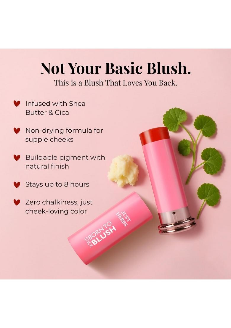 Just Herbs Dewy Glow Blush Stick With Shea Butter & Cica For Eyes Cheeks And Lips Women