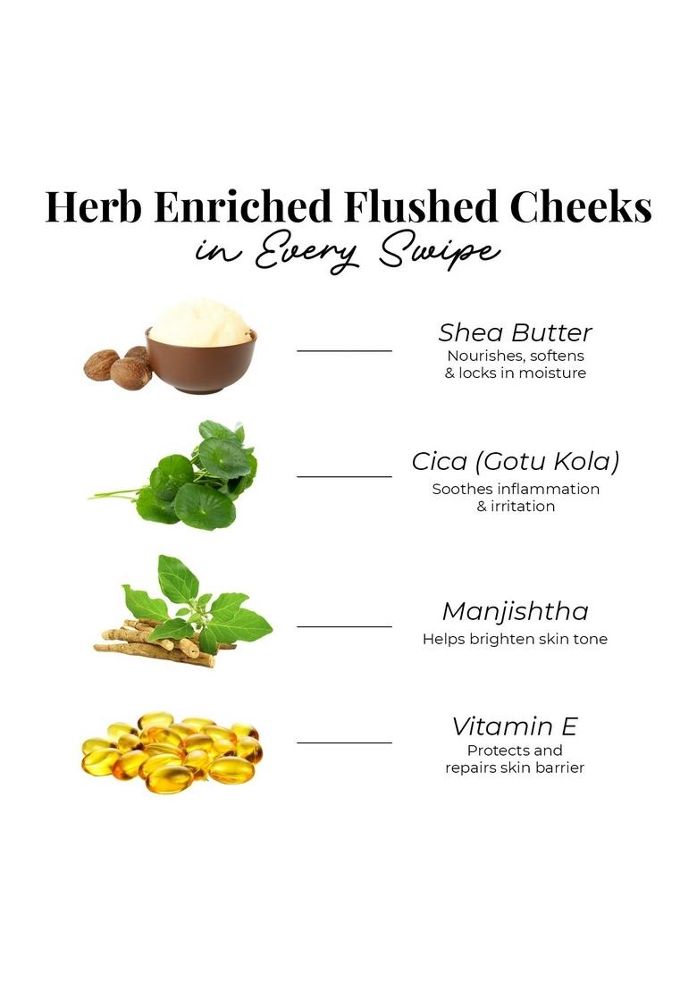 Just Herbs Dewy Glow Blush Stick With Shea Butter & Cica For Eyes Cheeks And Lips Women