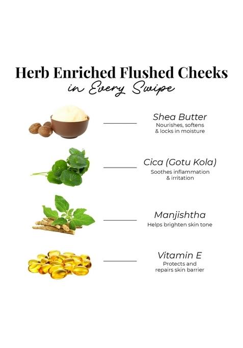 Just Herbs Dewy Glow Blush Stick With Shea Butter & Cica For Eyes Cheeks And Lips Women