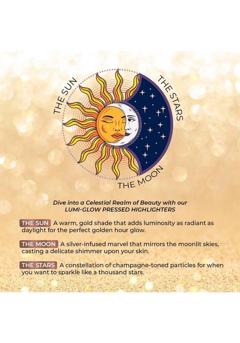 Just Herbs Lumi Glow Pressed Highlighter For Face Makeup Shea Butter + Vitamin C, 3.5 G (The Moon)