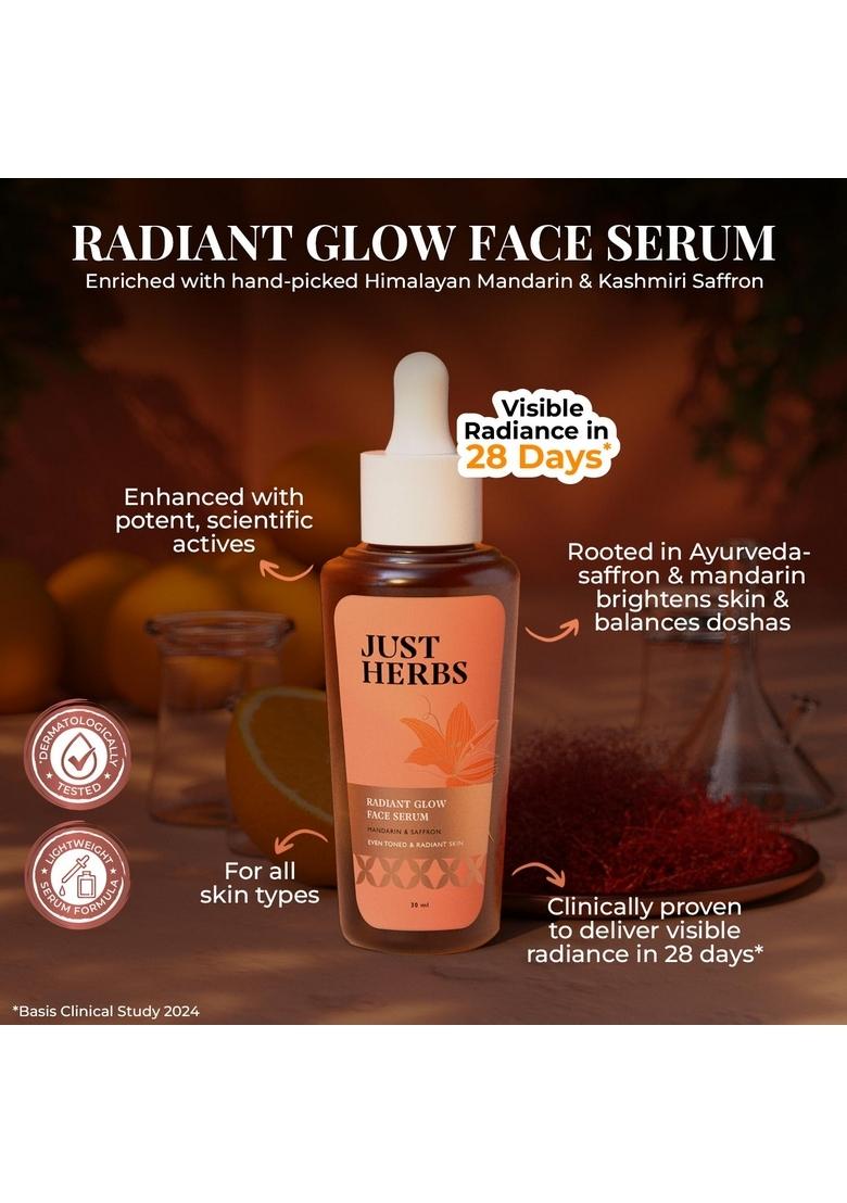 Just Herbs Radiant Glow Face Serum | Vitamin C For Women 15% C, Niacinamide & Glutathione Complex Skin In 28 Days Fights Signs Of Ageing Clinically Proven