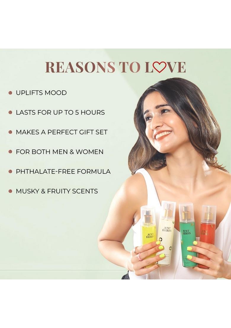 Just Herbs Body Mist Spray For Men And Women With Long Lasting Fragrance Perfume Combo Gift Set