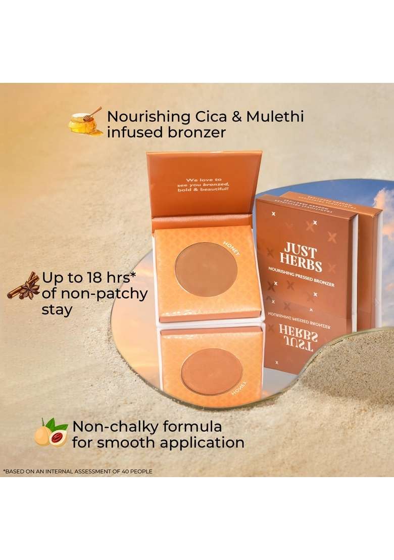 Just Herbs Nourishing Pressed Bronzer Liquorice + Cica For Face Makeup 3.5G - Indya