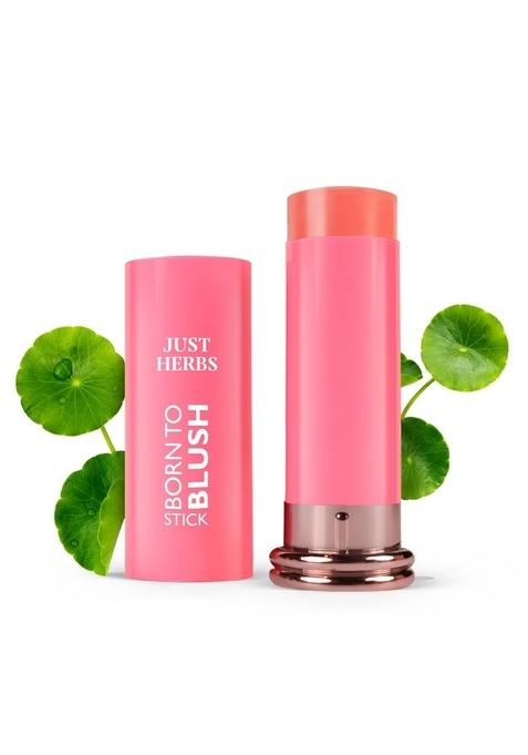 Just Herbs Dewy Glow Blush Stick | Shea Butter & Cica For Eyes Cheeks And Lips Makeup Women Peach Born- 14G