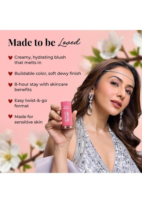 Just Herbs Dewy Glow Blush Stick | Shea Butter & Cica For Eyes Cheeks And Lips Makeup Women Peach Born- 14G