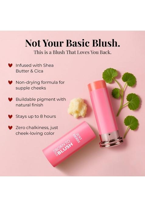 Just Herbs Dewy Glow Blush Stick | Shea Butter & Cica For Eyes Cheeks And Lips Makeup Women Peach Born- 14G