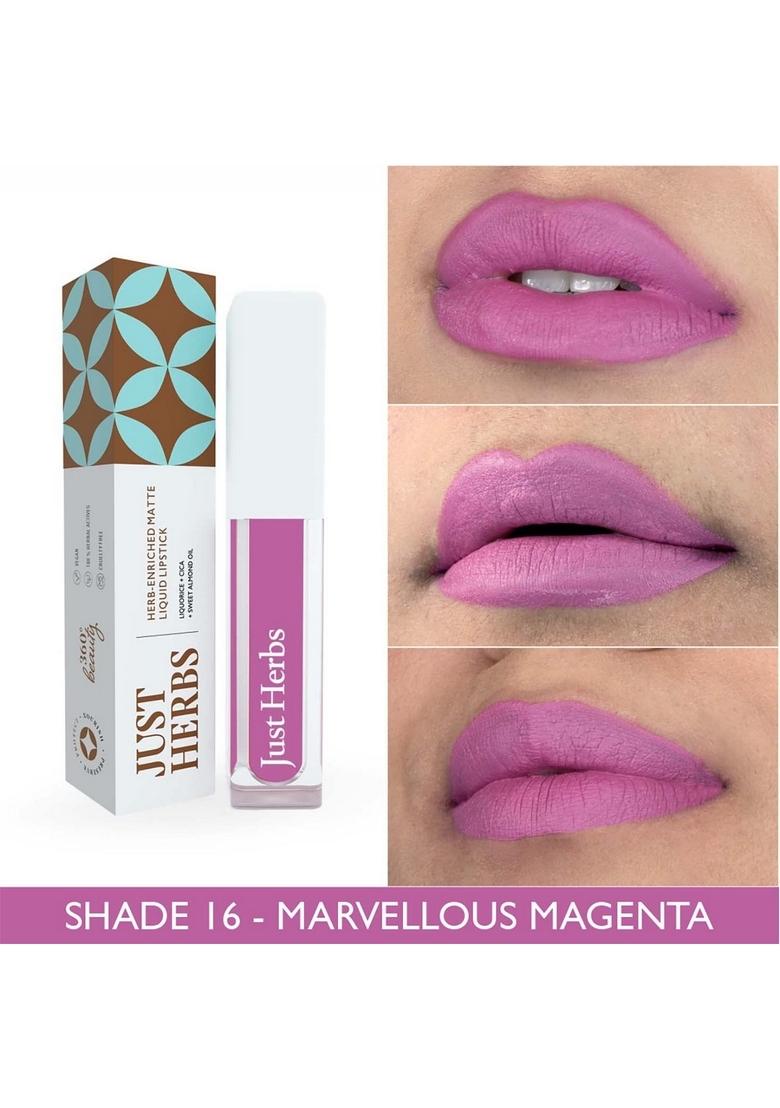 Just Herbs Ayurvedic Creamy Matte Long Lasting Liquid Lipstick, Lightweight & Hydrating Lip Colour With Liquorice Sweet Almond Oil