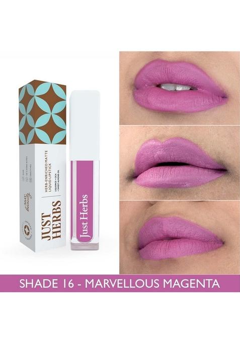 Just Herbs Ayurvedic Creamy Matte Long Lasting Liquid Lipstick, Lightweight & Hydrating Lip Colour With Liquorice Sweet Almond Oil
