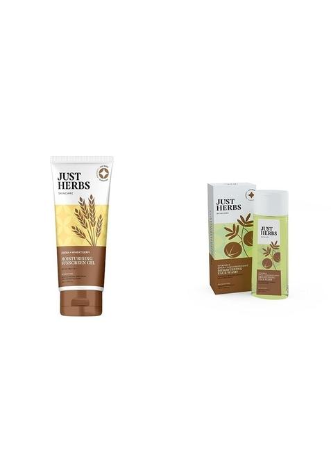 Just Herbs Spf 35+ Nosun Sunscreen For All Skin Types Gel, Lightweight, Broad Spectrum Pa 35++++- 50Ml & Skin-Rejuvenating Ayurvedic Face Wash Cleanser - 100 Ml Combo, Pack Of 1
