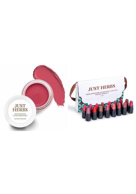 Just Herbs Ayurvedic, Natural Lip & Cheek Tint- 06 Pink Forever(Creamy Matte) Ayurvedic Creamy Matte Lipstick Set38Gm (Pack Of 16)