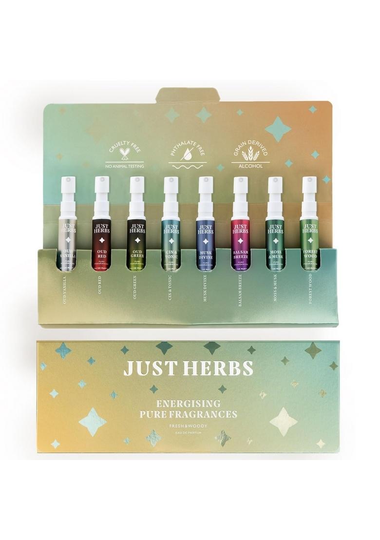 Just Herbs Unisex Adult Liquid Perfumes Trial Set Of 8 X 3Ml Fragrances (Fresh & Woody) Edp Long Lasting Pocket Perfume (Floral Citrus) Combo