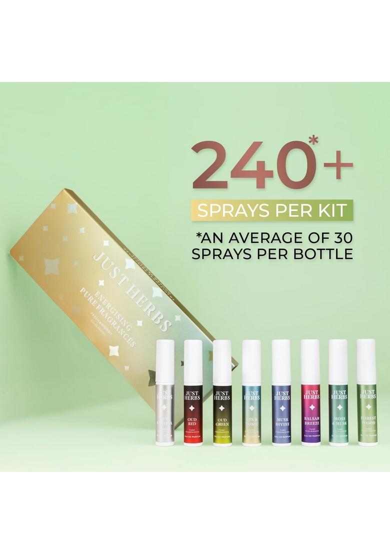 Just Herbs Unisex Adult Liquid Perfumes Trial Set Of 8 X 3Ml Fragrances (Fresh & Woody) Edp Long Lasting Pocket Perfume (Floral Citrus) Combo