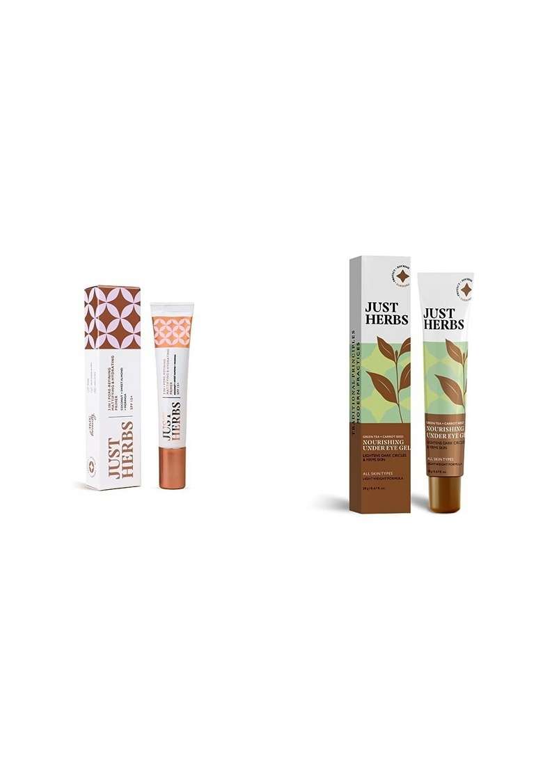 Just Herbs 3 In 1 Pore-Refining,Minimizer Mattifying & Hydrating Primer 20G Nourishing Under Eye Gel Cream 20 Gm Combo - Indya