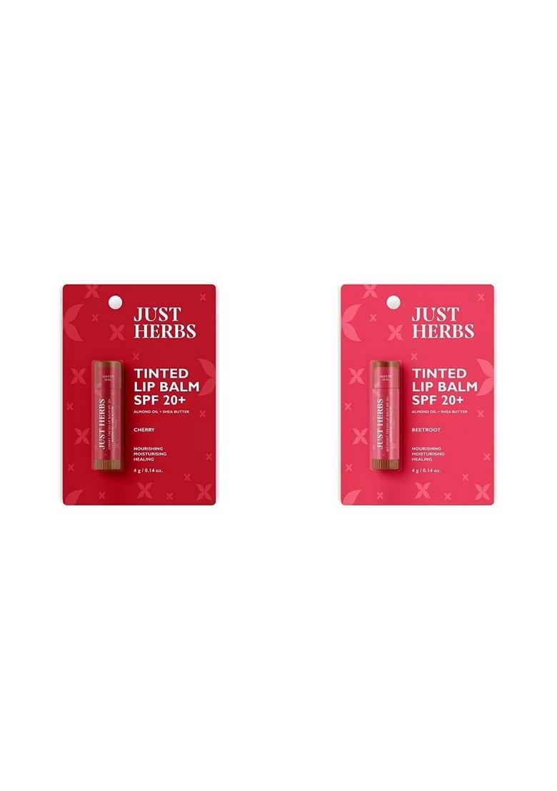 Just Herbs Tinted Lip Balm For Men And Women With Spf 20+ Dark Lips To Lighten 4 G (Cherry) & (Beetroot) Combo