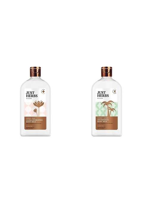 Just Herbs Saffron + Malai Nourishing Body Milk Lotion- 300Ml & Lotion For Dry Normal Combination Skin With Coconut Almond - Combo