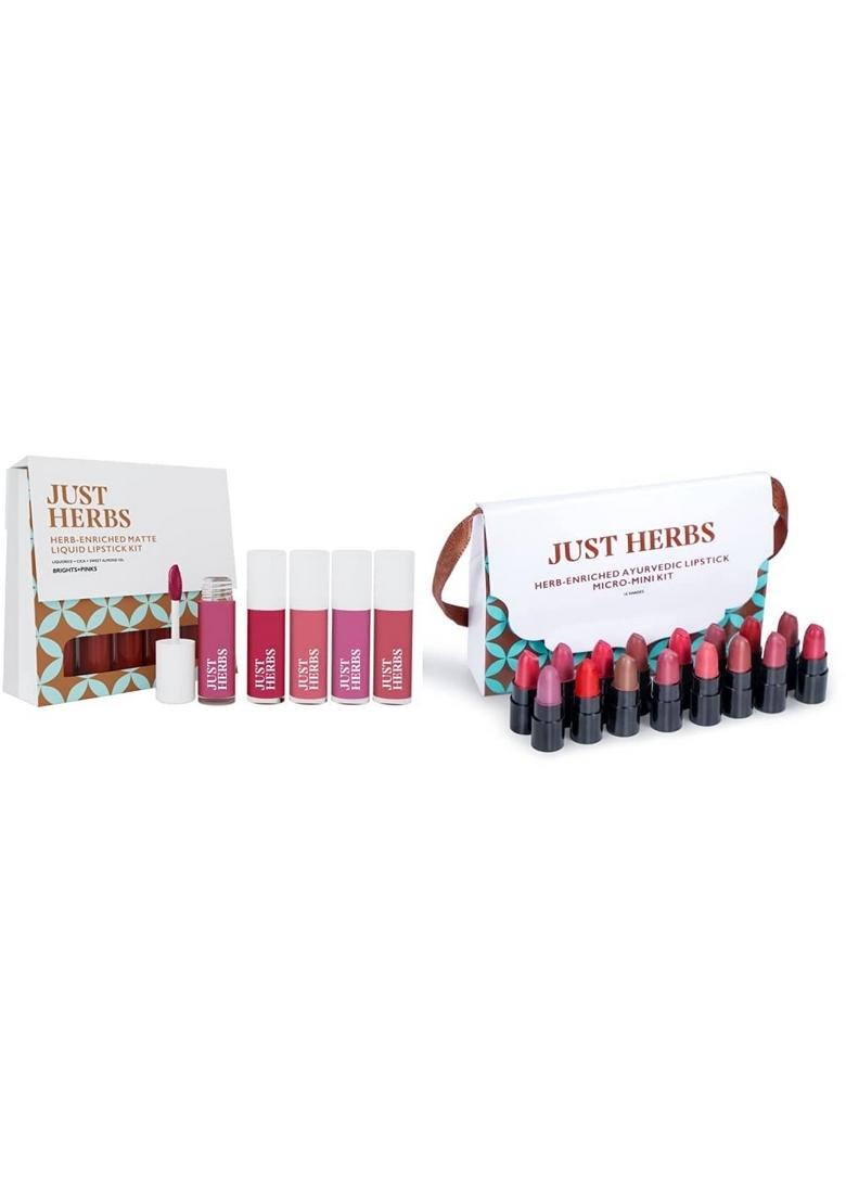 Just Herbs Ayurvedic Liquid Lipstick Kit Set Of 5 With Long Lasting, Hydrating & Lightweight Lip Colour