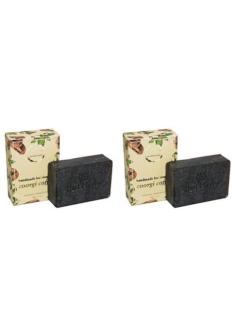 Just Herbs Ayurvedic Coorgi Coffee Handmade Skin Detoxify Bathing Soap Bar For All Types, Organic & Chemical Free Men Women (Pack Of 2)