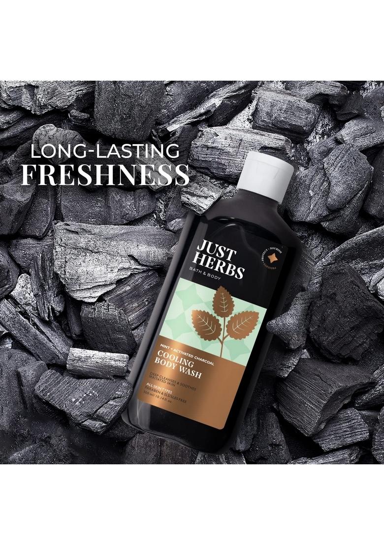 Just Herbs Deep Cleansing Cooling Body Wash 300 Ml & Vitamin C Skin Brightening Exfoliating Lime + Liquorice For Combo