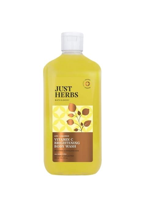 Just Herbs Deep Cleansing Cooling Body Wash 300 Ml & Vitamin C Skin Brightening Exfoliating Lime + Liquorice For Combo