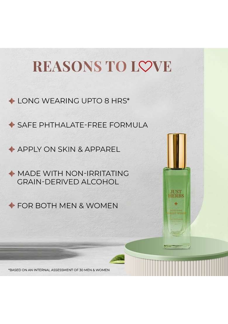 Just Herbs Unisex Long Lasting Liquid Perfume, Pocket Parfum Edp Forest Wood - 20Ml & Luxury Musk Scent Silk Spice Travel Friendly Perfume 10Ml Combo - Indya