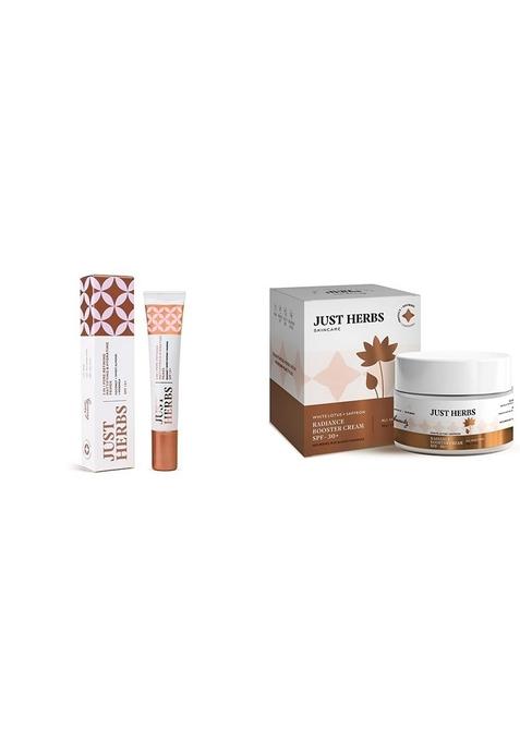 Just Herbs 3 In 1 Pore-Refining,Minimizer Mattifying & Hydrating Primer 20G Skin Whitening Face Cream With Spf 30+ Saffron And White Lotus Radiance Booster Cream- 50G Combo