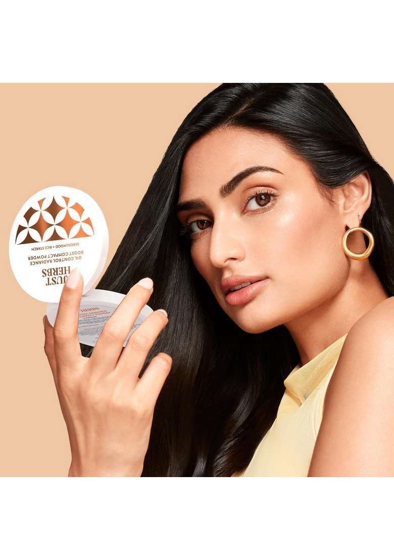 Just Herbs Long Stay Non Sticky Makeup Fixer & Oil Control Radiance Booster Age Defying Compact Powder For Face 9G (Ivory) Combo - Indya
