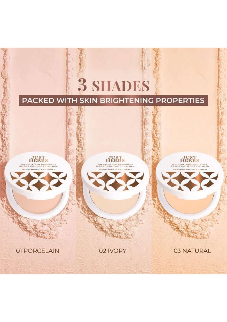 Just Herbs Long Stay Non Sticky Makeup Fixer & Oil Control Radiance Booster Age Defying Compact Powder For Face 9G (Ivory) Combo - Indya